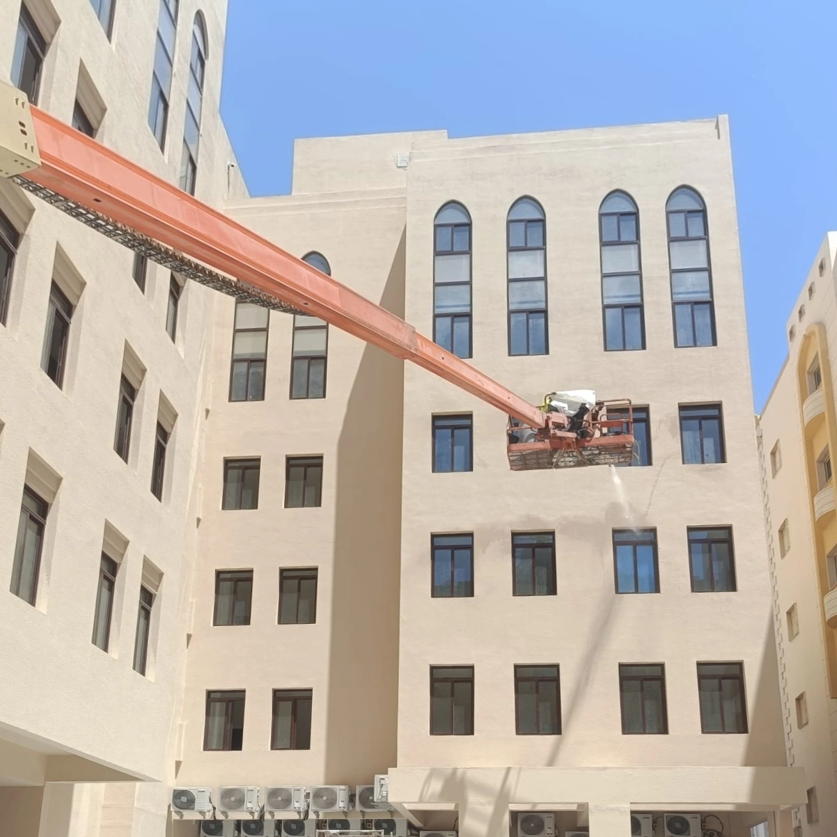 Elevated platform works on a façade — A.S. Daniyal